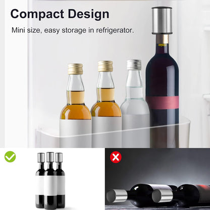 Wine Stopper - HOOMIL 𝟮 𝐏𝐚𝐜𝐤 Stainless Steel Vacuum Wine Bottle Stoppers, Reusable Wine Saver, Wine Accessories Gift for Friends, Family, Wine Lovers - Silver