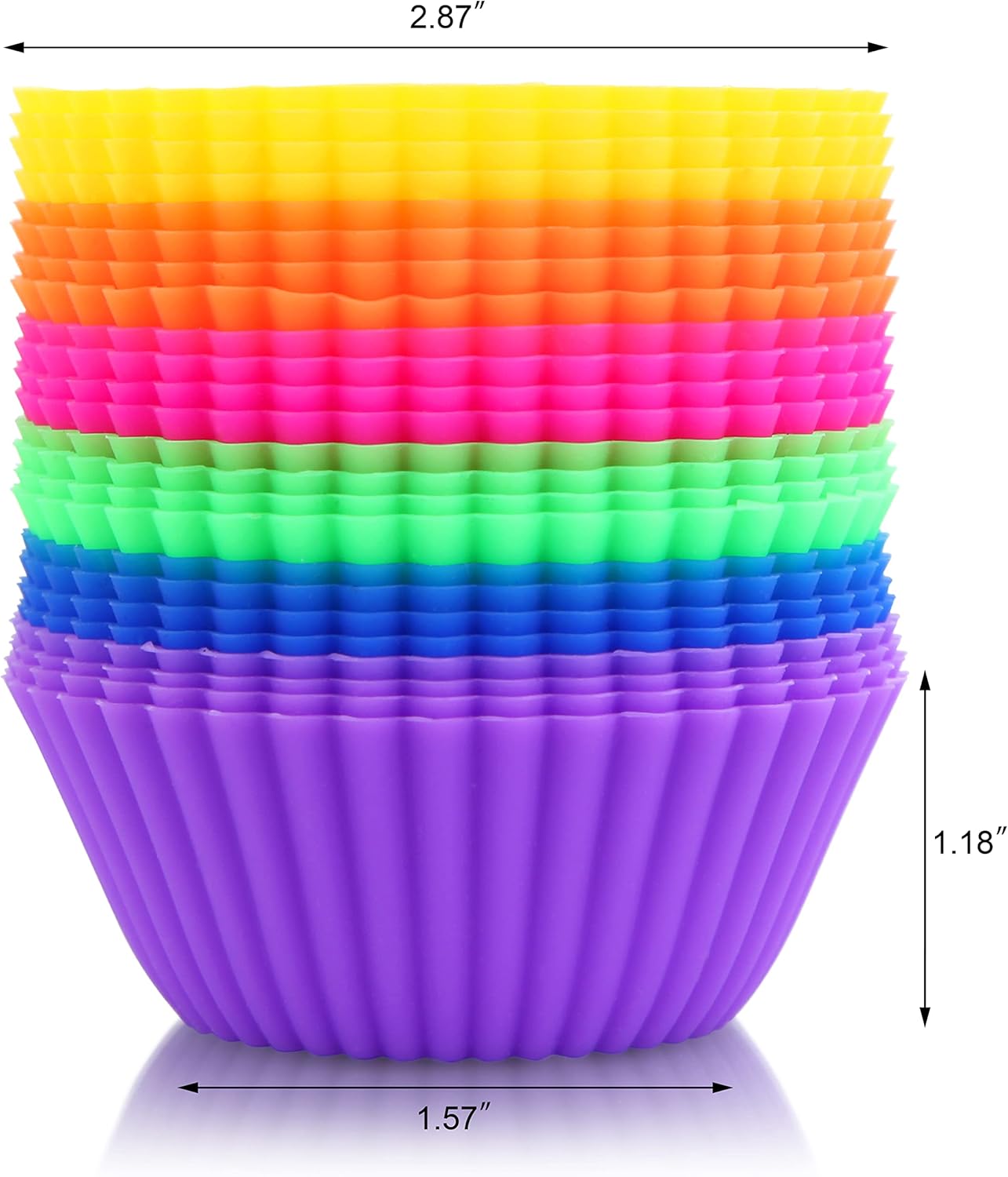 New Star Foodservice Reusable Silicone Baking Cups - 24 Pack Cupcake Liners for Easy Baking