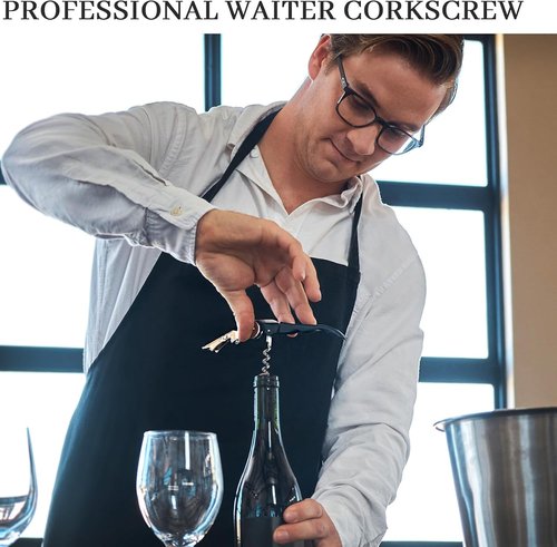 HYZ Wine Opener Bulk 20-Pack for Bartender, Professional Waiter Corkscrew Wine Key for Servers & Restaurant, Double Hinged Wine Bottle Opener with Foil Cutter, Commercial Bulk Set, (Black)