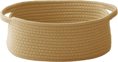 JMvicyroam Woven Basket - Small Rope Storage Bin with Handles | Perfect Organizer for Shelves & Closets
