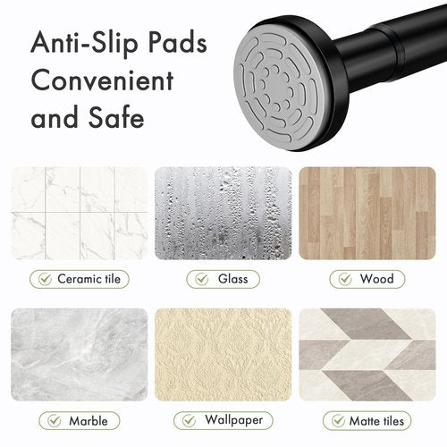 AmazerBath Spring Tension Shower Curtain Rod, 31-75 Inches Heavy Duty Tension Rod Rust Proof Bathroom Curtain Rod, Adjustable No Drill Easy Segmented Installation, Black