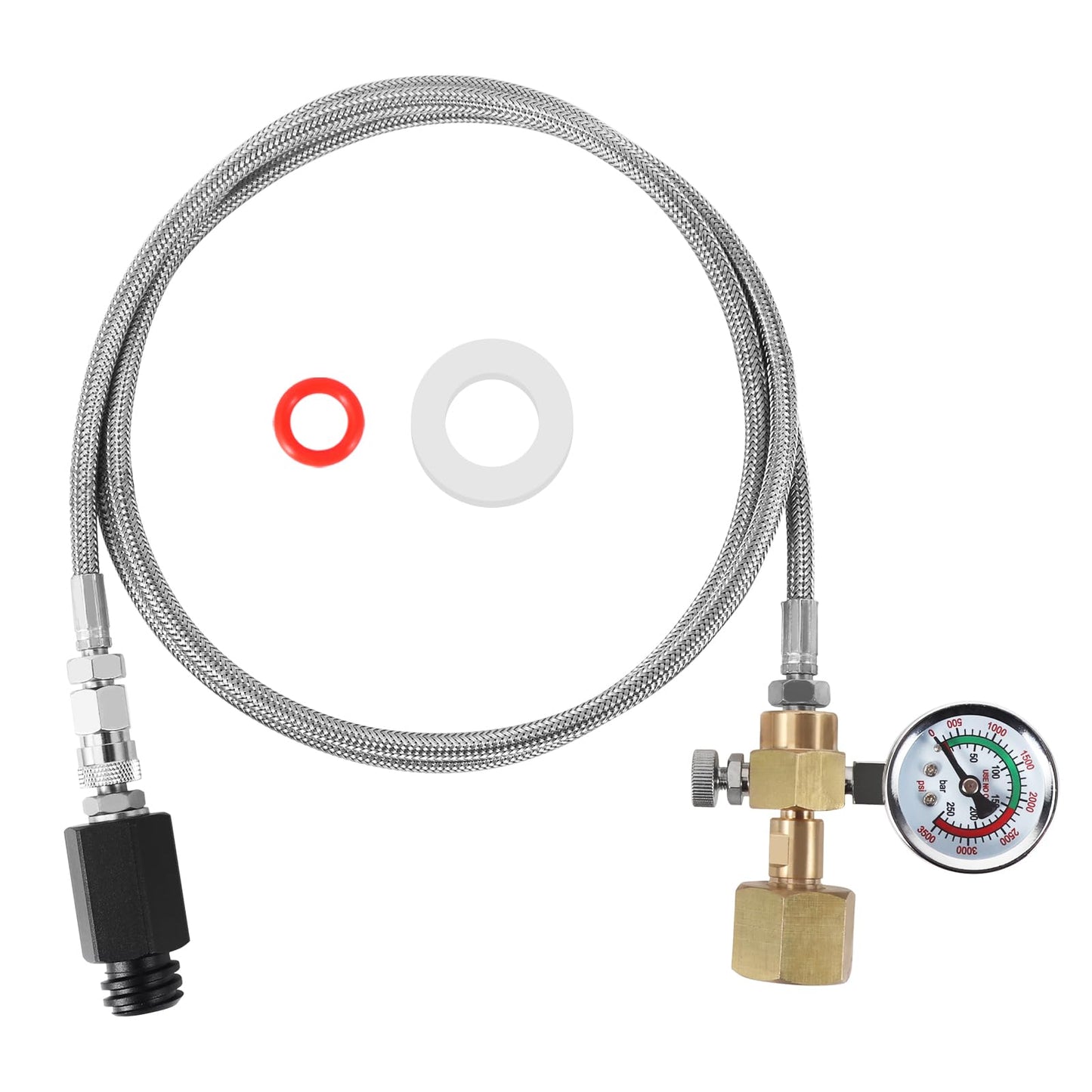 Soda Maker Adapter Soda Maker Connector with Larger Pressure Gauge, CO2 Tank CO2 Cylinder Adapter with Stainless Steel Hose, CGA320 to TR21-4 Carbonated Water Maker for Fizzi One Touch Jet Ninja