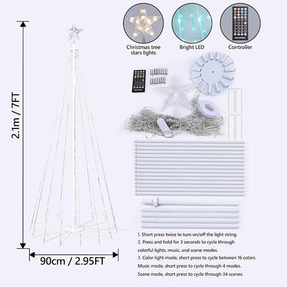 7ft Outdoor Christmas LED Tree with 295 LEDs, App & Remote, Timer