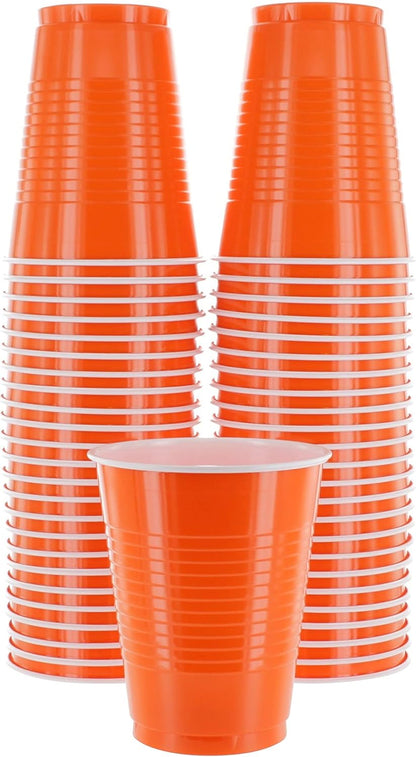 Orange 18-Ounce Disposable Cups by [Brand Name] - Strong & Sturdy Plastic Party Cups | 50 Pack for Weddings & Events