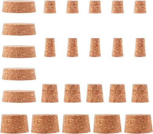 25Pcs Tapered Cork Plugs Wooden Wine Bottle Cork Stoppers Natural Creative Wine Beverage Stoppers Replacement s for Beer Bottle