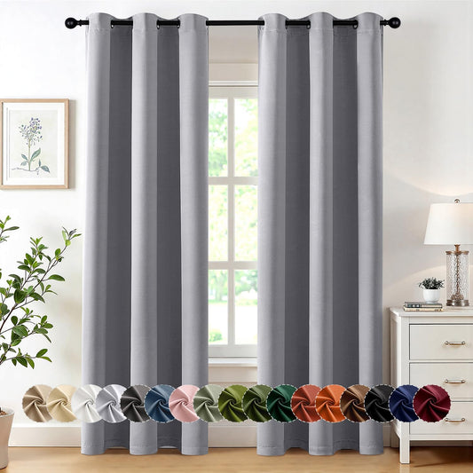 MIULEE Light Grey Blackout Curtains - Thermal Insulated Room Darkening Drapes | 72 Inches Long, 2 Panels