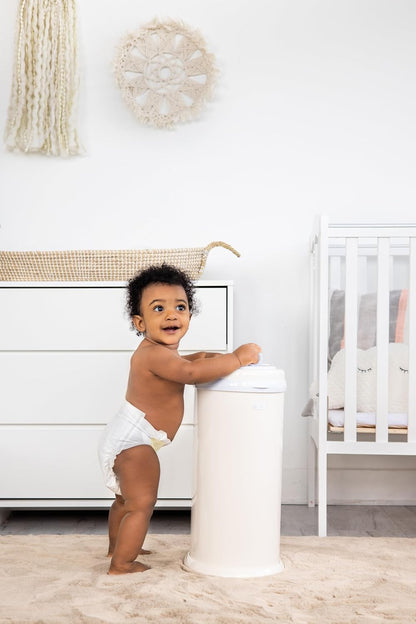 Ubbi Stainless Steel Diaper Pail - Odor Locking Design, No Special Bags Needed | Ivory Color, Award-Winning