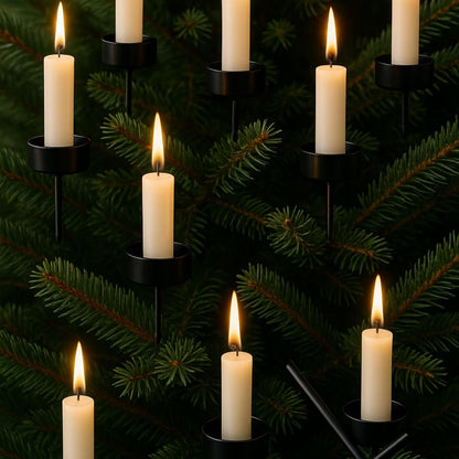 Veemoon Candle Holder Stakes - 6pcs Heavy-Duty Metal Taper Candlestick Holders for Centerpieces | Black