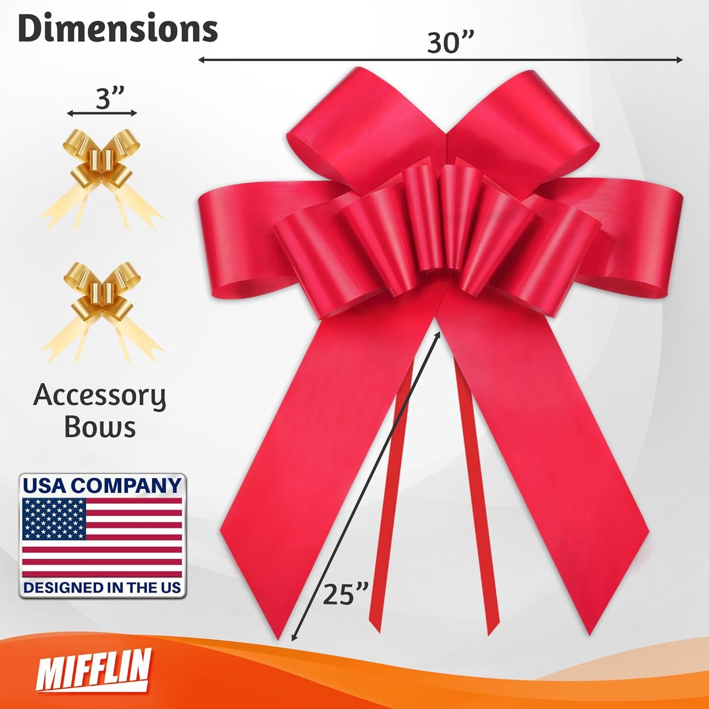 Mifflin-USA Big Car Bow - Matte Red 30 Inch Gift Bow for Car Decor | Perfect for Birthdays & Christmas