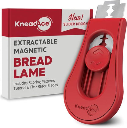 KneadAce Bread Lame - Upgraded Magnetic Dough Scoring Tool with 5 Razor Blades & Patterns Booklet