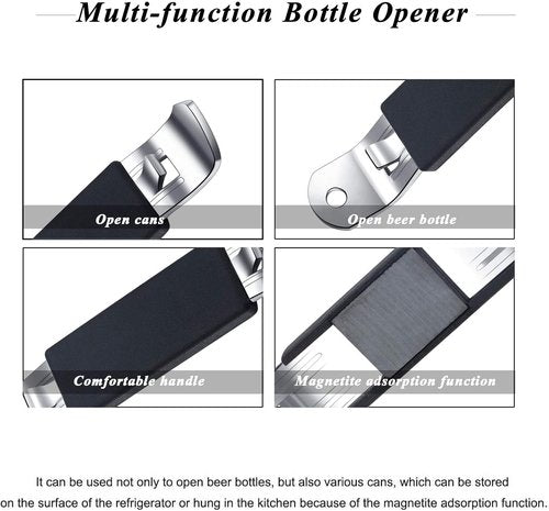 HANCELANT Magnetic Bottle Openers - Classic Stainless Steel Can Tapper Set | 3-Piece in Black, Blue, Fuchsia