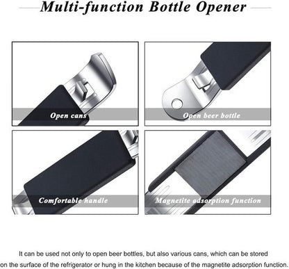 HANCELANT Magnetic Bottle Openers - Classic Stainless Steel Can Tapper Set | 3-Piece in Black, Blue, Fuchsia