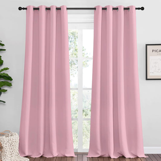 NICETOWN Crystal Pink Blackout Curtains - 120" Long, 55" Wide | Sound Reducing & Heat Blocking Panels (2 Pieces)