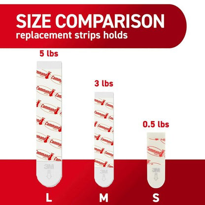 Command Indoor Large Replacement Strips - Damage-Free Wall Hanging | 20 Strips, Holds Up to 5 lb, White Adhesive