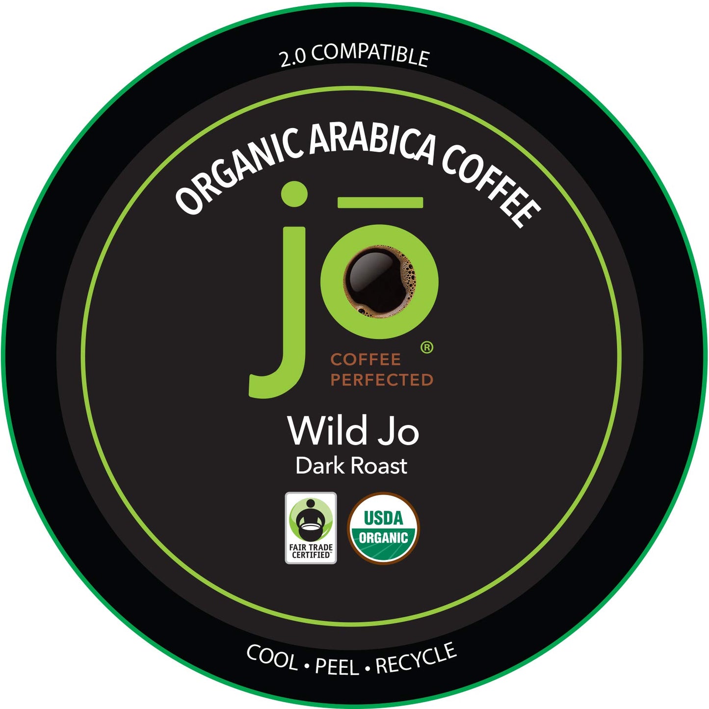 WILD JO: 24 Cups Dark French Roast Organic Coffee for Keurig K-Cup Compatible Brewers, Fresh Seal Single Serve Cups, Bold Strong Rich Wicked Good, Fair Trade Certified, Kosher, Non-GMO, Gluten Free