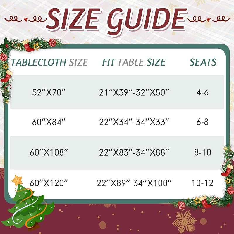 Frienda 2pcs Christmas Checkered Tablecloth 52 x 70 Inch Red Green - Variation Red Green+52 x 70 Inch