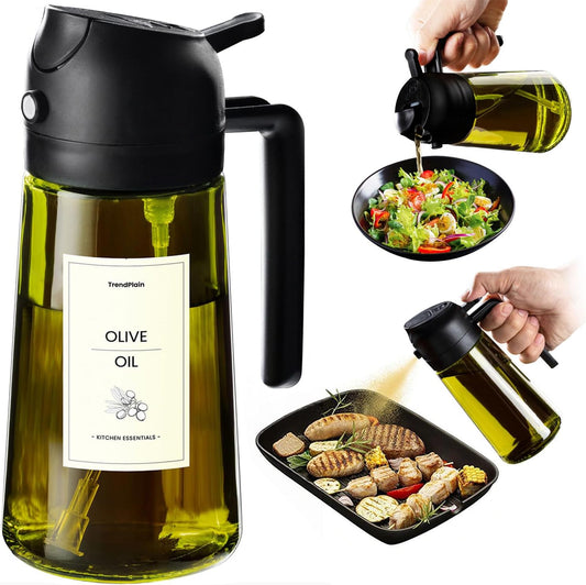 TrendPlain - Olive Oil Dispenser Bottle | 16oz Kitchen Gadget for Cooking & Air Fryer - Black