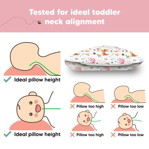 Toddler Pillow with Pillowcase - 13x18 My Little Dreamy Kids Travel Bed Pillows for Sleeping, Organic Cotton Small Pillowcase, Soft & Breathable, Machine Washable, Toddlers 2-5 years old (Forestland)