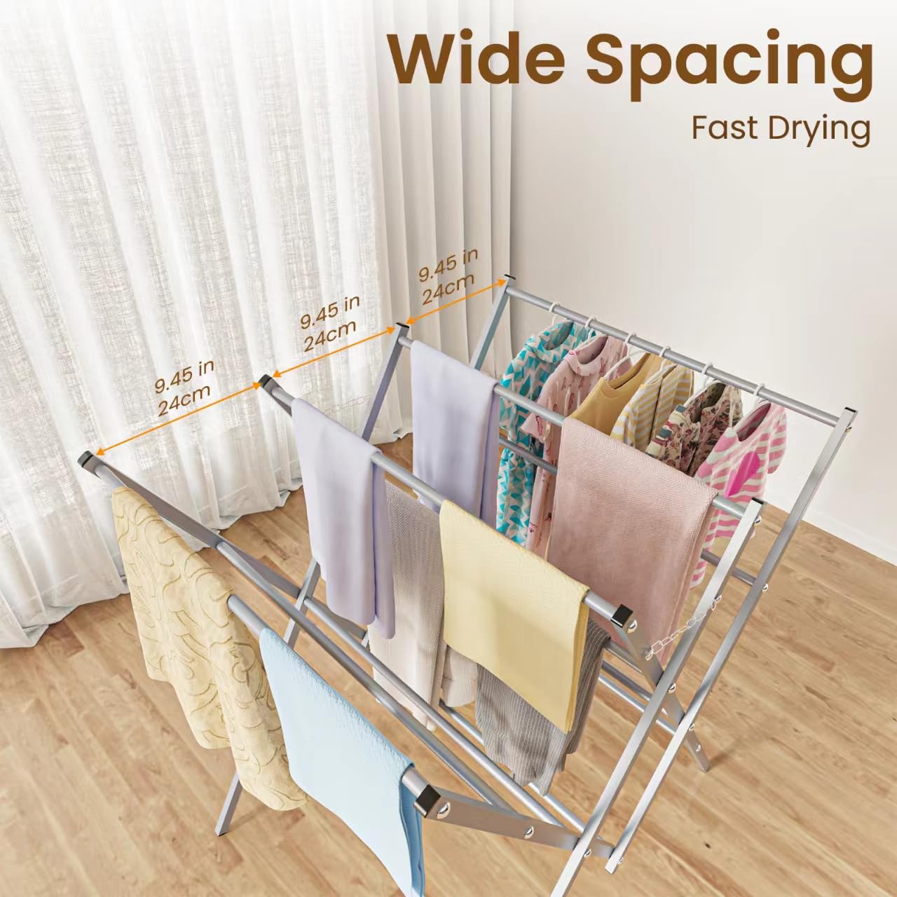 Whitmor Oversized Metal Drying Rack - Durable Silver Design for Efficient Laundry Drying