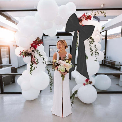 Skiennix Large Coquette Bow - Giant Backdrop Decoration for Weddings & Parties | 24x47 Inch (Black)