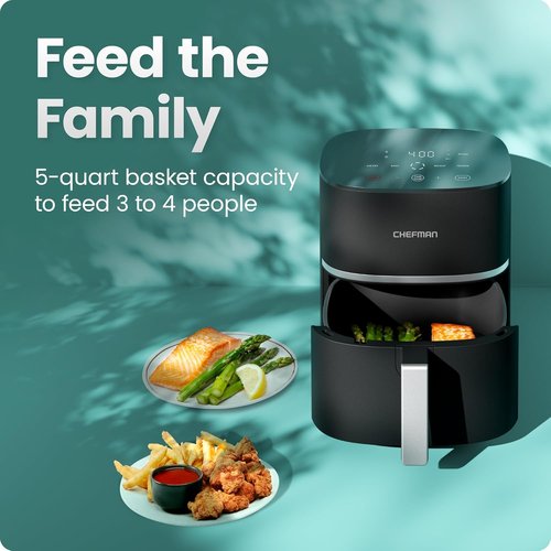 Chefman TurboX 4-in-1 Air Fryer - 5-Quart Capacity for Crispy Chicken, Fries & More | Digital Touch Controls