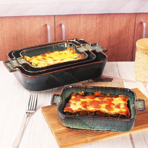 Ceramic Casserole Baking Dish - 1.4 Quarts Oven Safe Bakeware for Lasagna | Durable 10 x 7 Inch Design