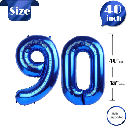 Number 90 Balloon by [Brand Name] - 40-Inch Navy Blue Birthday Decoration for 90th Celebration