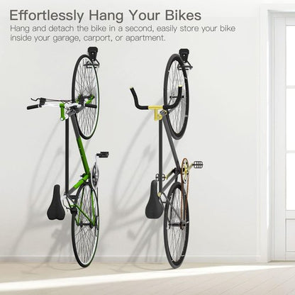 Housolution Bike Wall Mount Rack - Heavy Duty Vertical Storage Solution | 4 Pack with Easy Hang/Detach Design