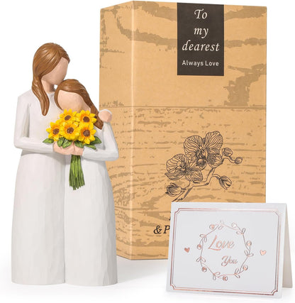 Sunflower Mother Daughter Figurines - Hand-Painted Gifts for Mom | Perfect for Mother's Day, Birthdays & Holidays