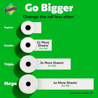 Bounty Select-A-Size Paper Towels - White, 2 Triple Rolls for Extra Absorbency | 6 Regular Rolls Equivalent