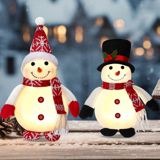 Tujoe Lighted LED Snowman Figurines - 10 Inch Christmas Tabletop Decor | Battery Operated Holiday Ornament
