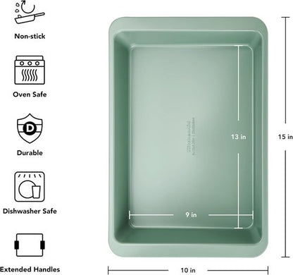 KitchenAid Nonstick Cake Pan - Swiss Engineered Aluminized Steel, Dishwasher Safe, 9 x 13 Inch, Cardamom
