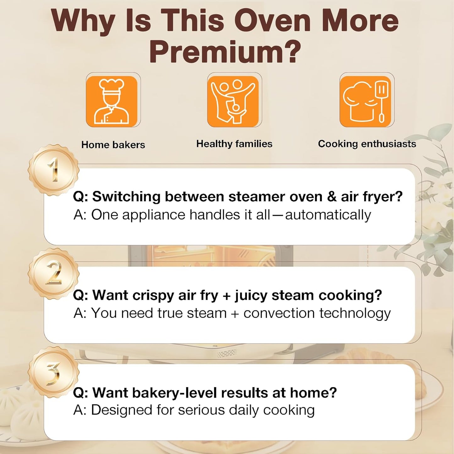 ROBAM Toaster Air Fryer Oven Combo - Large 1.2 Cu.Ft Convection Cooker with 32 Preset Recipes | Smart Touch Control (White)