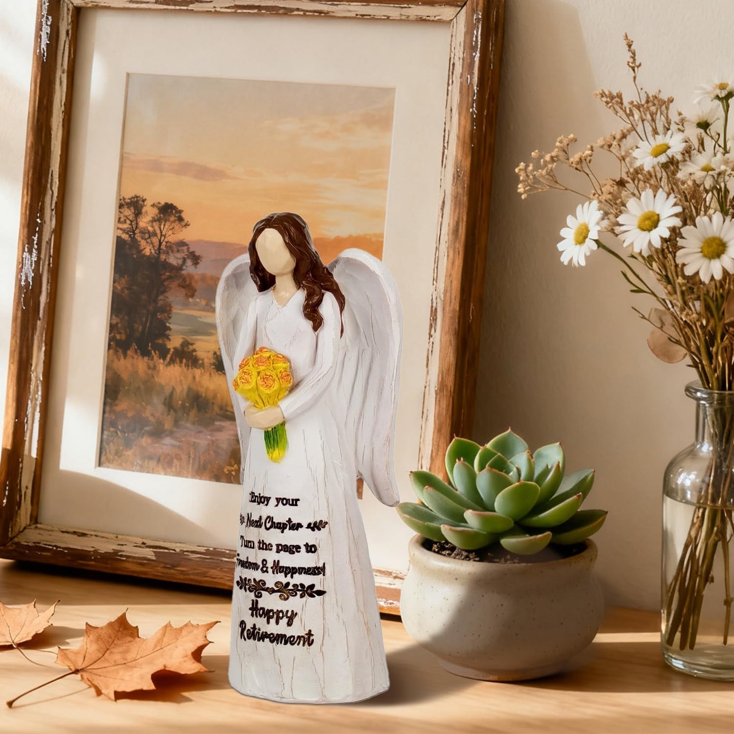 Regine Switzerland Retirement Gifts for Women - Hand-Painted 7.3" Resin Angel Figurine for Nurses & Teachers