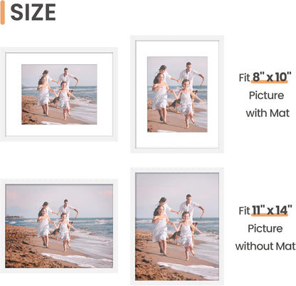 Upsimples 11x14 Picture Frame Set of 5 - Display 8x10 or 11x14 Photos | Elegant White Wall Gallery Frames