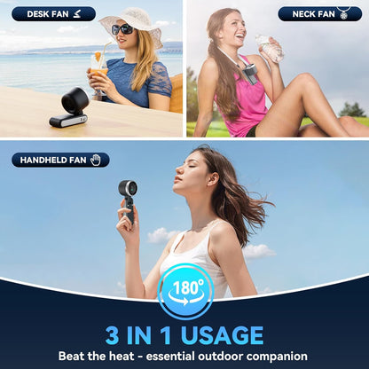 PlayHot Portable Handheld Turbo Fan - Compact Design with USB-C Cable | Sleek Black Color
