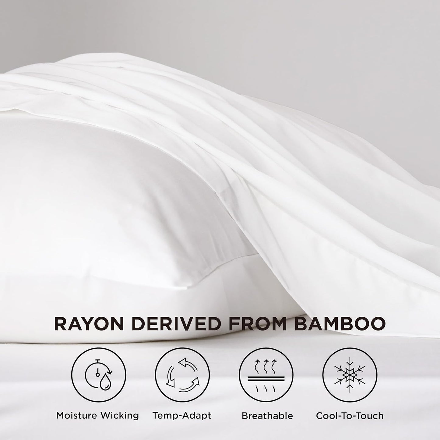Bedsure Cooling Sheets - Twin XL Bamboo Rayon | Breathable & Soft Hotel Luxury Bedding, White