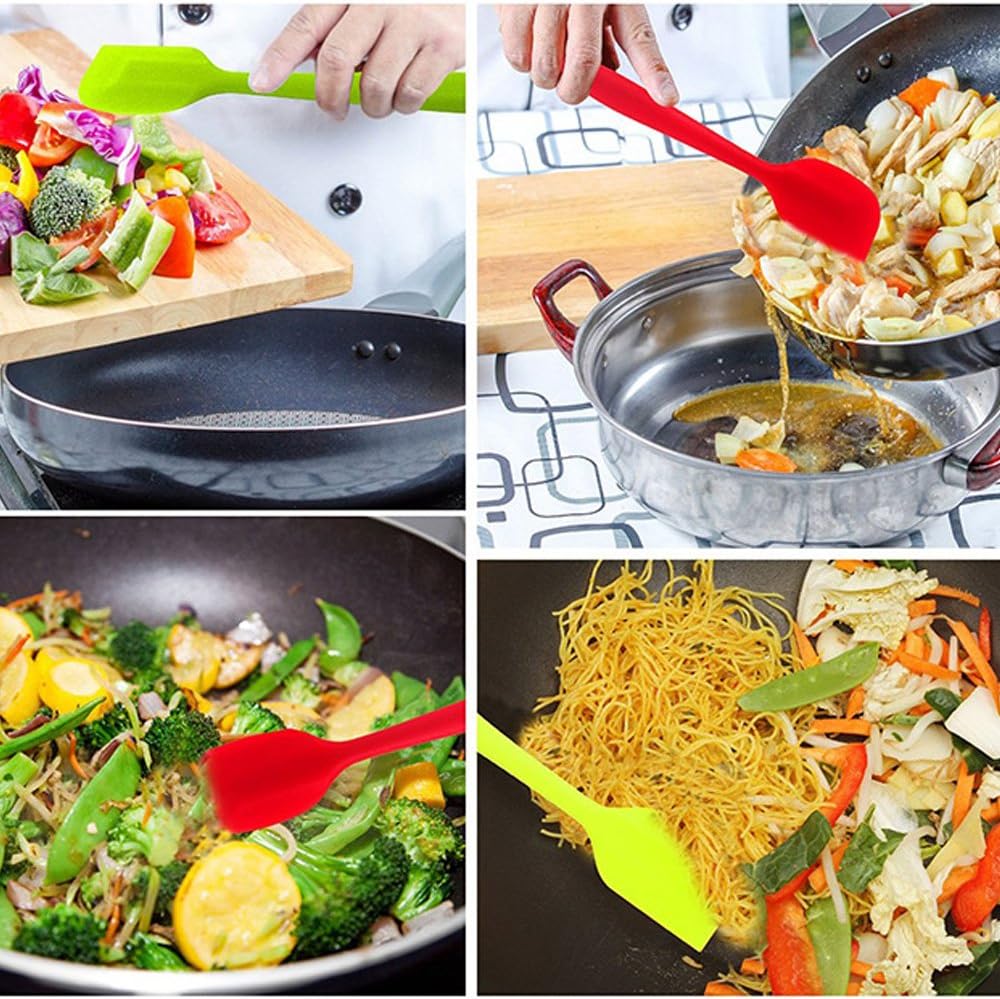 Skiennix Silicone Spatulas - 11 Inch Heat Resistant Rubber Scrapers | Non-Stick Seamless Design (4 Pack)