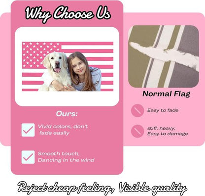 Custom American Flag - 3x5ft Personalized Pink Flag with Photo & Text | Perfect for Bedroom & Dorm Decor