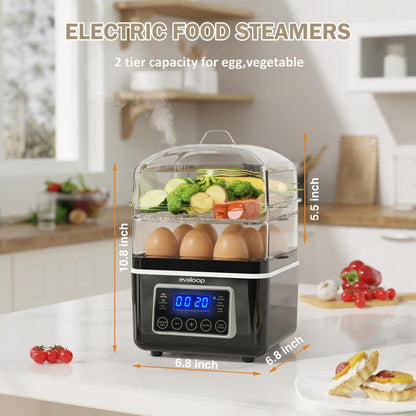 Skiennix 4 QT Electric Food Steamer - BPA-Free Stackable Baskets & Auto Shut-Off | Ideal for Veggies, Seafood, Rice