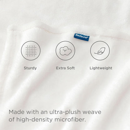 Bedsure GentleSoft Fleece Blanket - Cozy Small Throw for Kids | 43x55 Inches, White