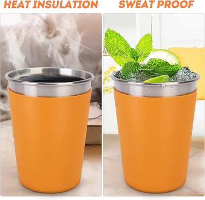 Skiennix Kids Cups - 12oz Spill-Proof Tumblers with Lids & Straws | 5-Pack Stainless Steel Set