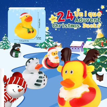 Rubber Duck Advent Calendar - 24 Days Countdown Christmas Decor | Fun Bath Toys for Kids