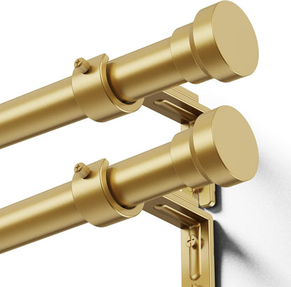 YaFex Curtain Rods - Heavy Duty 1 Inch Adjustable Window Treatment Rods | 32-118 Inch, Gold Finish
