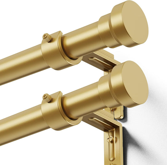 YaFex Curtain Rods - Heavy Duty 1 Inch Adjustable Window Treatment Rods | 32-118 Inch, Gold Finish
