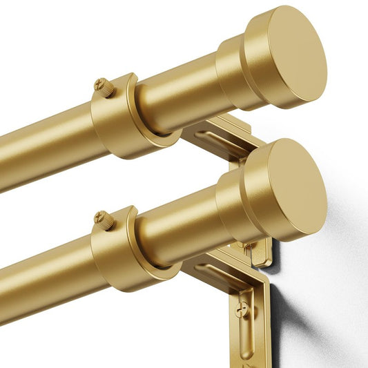 YaFex Curtain Rods 2 Pack 32-144 Inch, Heavy Duty 1 Inch Curtain Rod, Gold Extra Long Adjustable Window Treatment Rods, Modern Design, Easy Installation