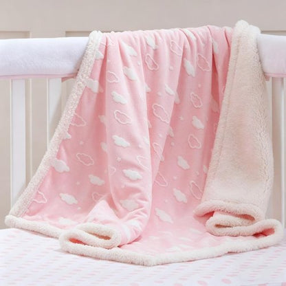 American Baby Company Heavenly Soft Chenille Sherpa Blanket - Warm & Cozy 3D Pink (30" x 35") for Babies