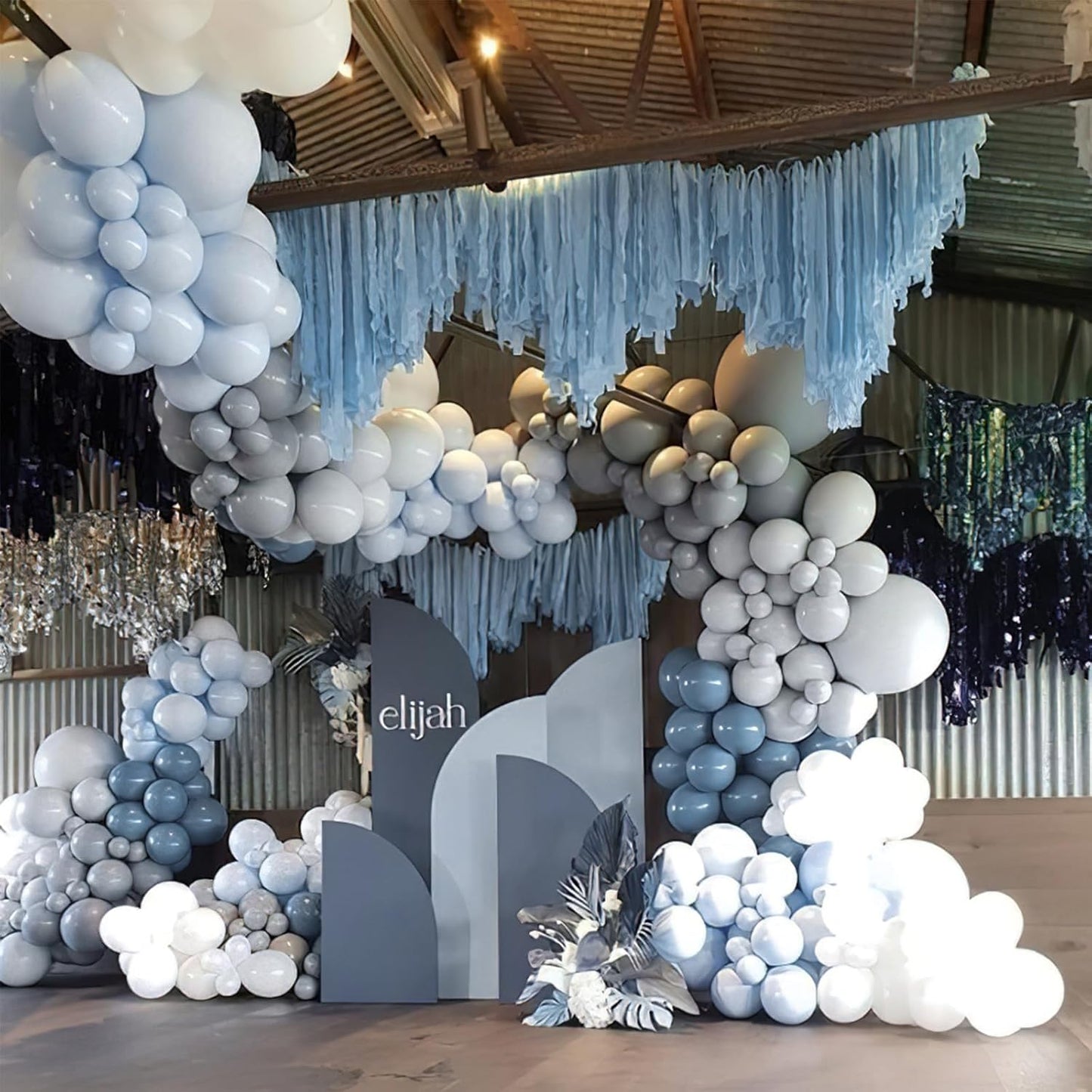 PartyWoo Dusty Blue Balloons - 101pcs 12-Inch Slate Blue Latex Helium Balloons for Baby Shower & Weddings