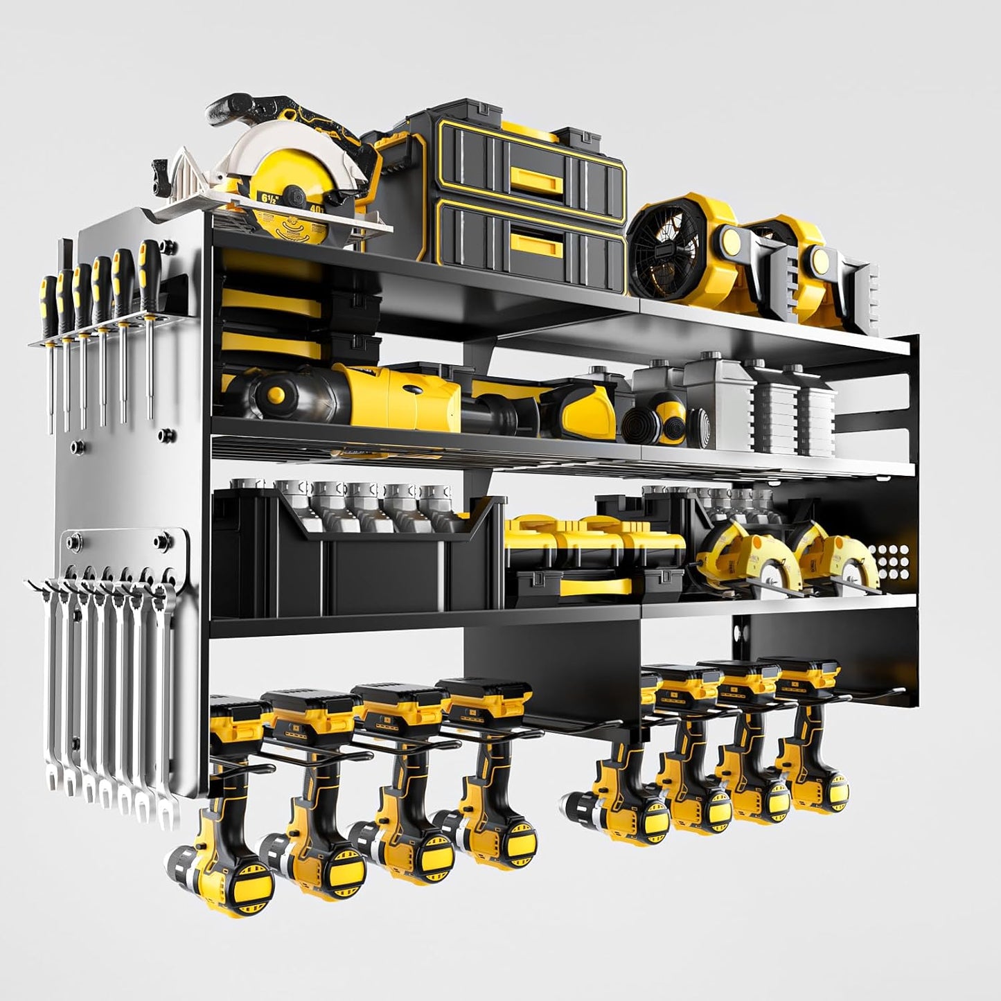 Oviitech Power Tool Organizer - Heavy-Duty Wall Mount with 8 Drill Holders | 400lbs Capacity, Black