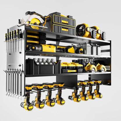 Oviitech Power Tool Organizer - Heavy-Duty Wall Mount with 8 Drill Holders | 400lbs Capacity, Black